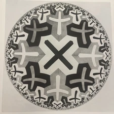 M C ESCHER Genius Artist GRAPHIC ABSTRACT ART PRINT ROUND “Double-Sided” SQUARE