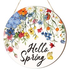 Chunful Hello Spring Door Sign 11.8 Inches for Front Porch Hanging Hello Spri...