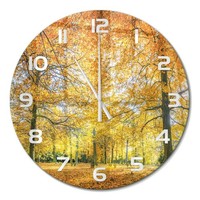 Stilvolle Runde Wanduhr Mit Leisem Uhrwerk Herbstwald WeißE Zeiger Fi60 Cm