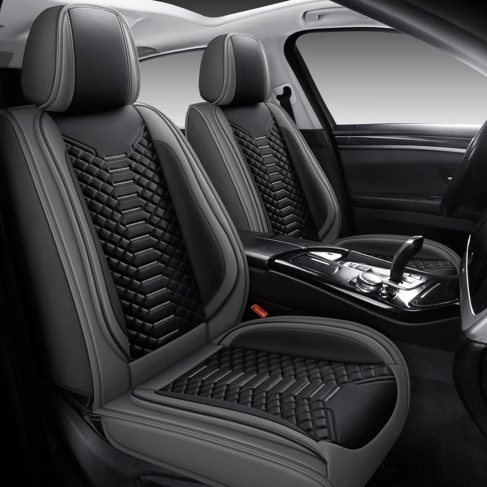 For GMC Sierra 1500 2500HD 3500HD Leather Seat Covers 5-Seat Full Set Front Rear Foto 4 de 4