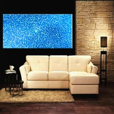 Modern handmade signed Painting Blue Original Abstract Large XXX framed Canvas!