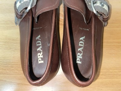 Prada Shoes Monk Strap w Buckle Brown Leather Loafers Sz 9  display picture 2