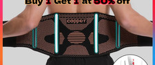 Copper Lumbar Waist Support Brace Belt Lower Back Pain Relief for Men Women US