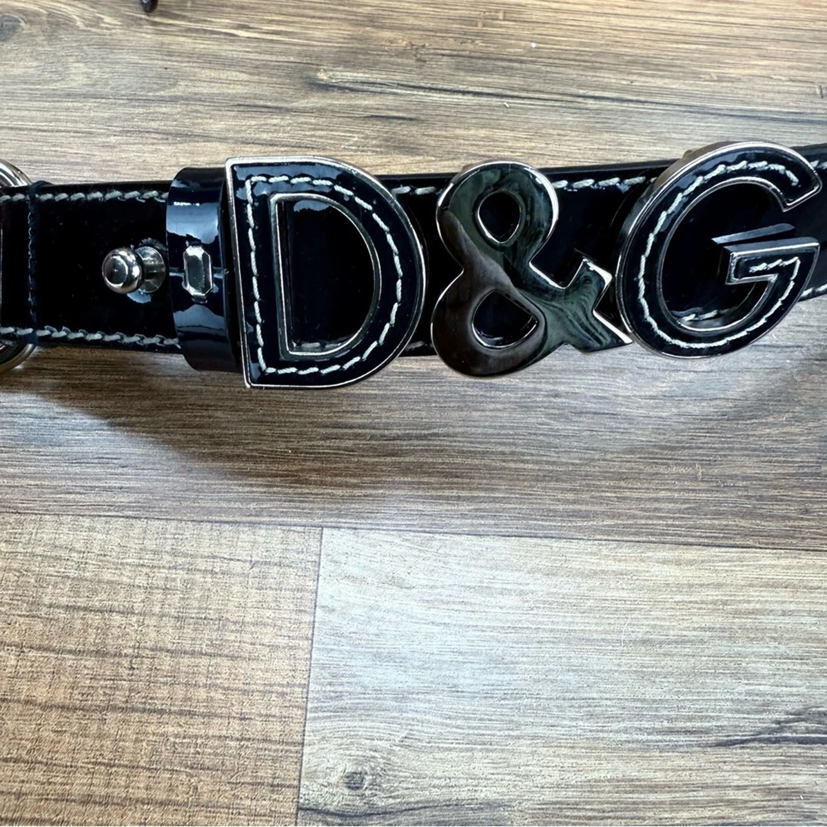 D&G Denim Blue and Cream Belt with Silver Accents Dolce&Gabbana DG Baroque Denim Belt | Saks Fifth Avenue main image 4