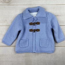 Baby Mayoral Boys Sweater Newborn Blue Faux Fur Lined Cable Knit Toggle Buttons
