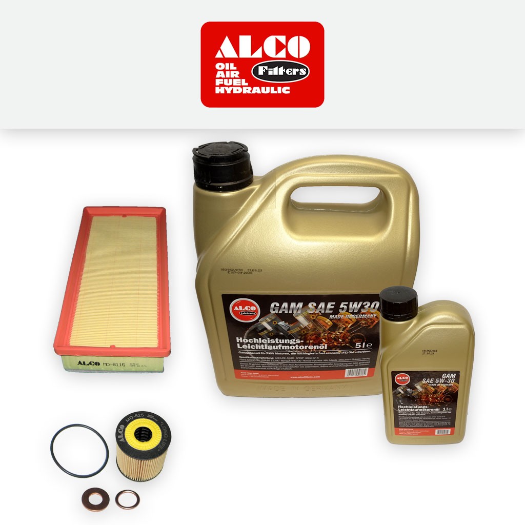 SERVICE KIT for PEUGEOT 508 2.0 HDI ALCO OIL AIR FILTERS with OIL (2010-2018)