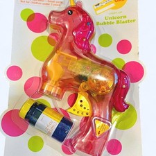 Light-Up Unicorn Bubble Blaster Pink LED Toy with Bubble Solution New