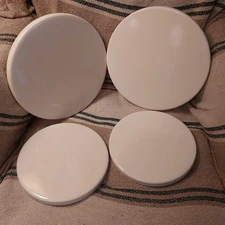 Complete Set Stove Eye Burner Covers - Soft Beige Enamelled Steel EUC 10" & 8"