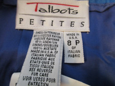 Talbots Vintage Skirt Pencil 8P Petite Linen Blend High Rise Blue Lined Pockets