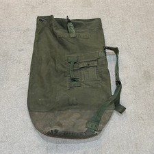 Vintage US Military Olive Drab Canvas Sea Bag Duffel Backpack USGI Stamped