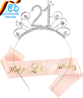 Geburtstagskrone SchäRpe Frau Deko Set, Kristall Tiara Krone 21. Geburtstag Frau