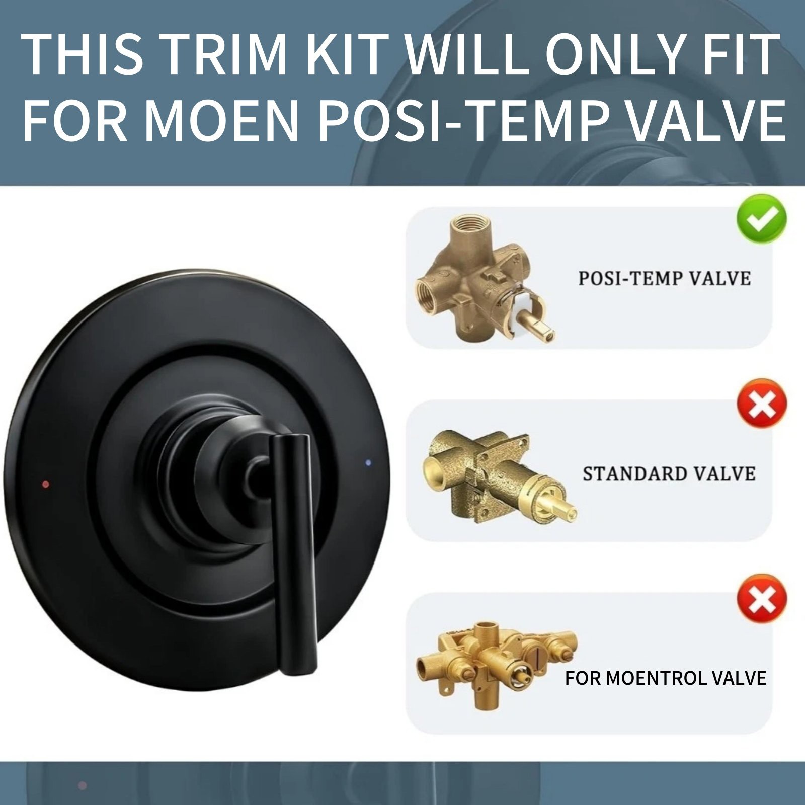 For Moen Shower Faucet Valve Kit Matte Black Posi-Temp Pressure Balancing Valve thumbnail 8
