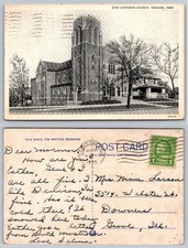 Zion Lutheran Church Denison Iowa Postcard 1933 Curt Teich Posted