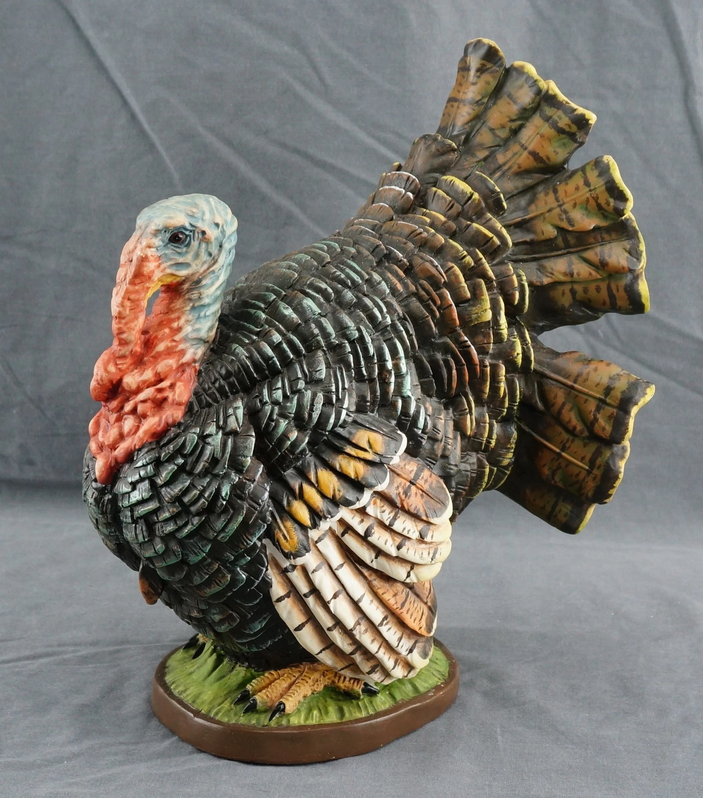 Vintage 1988 Chrisdon Large 13" Resin Thanksgiving Turkey Centerpiece Decor