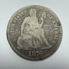 1876-CC Seated Liberty Silver Dime 10c Carson City US Coin