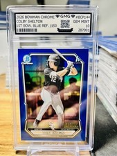2026 Bowman Chrome Colby Shelton 1st Blue Refractor /150 GMG Graded 10 Gem Mint