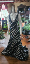 Jovani Black Silver Sequin Mermaid Dress - Size 8 - NWT