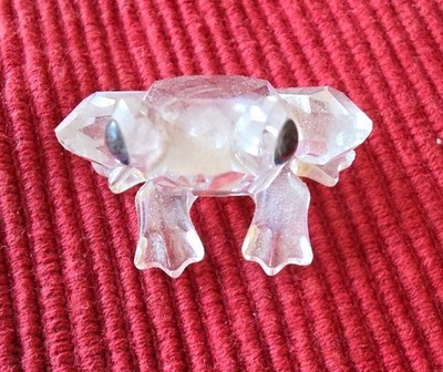 Swarovski #183113 Clear Crystal Frog Figurine with Green Eyes