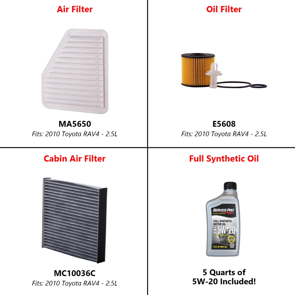2010 Toyota RAV4 2.5L Complete Air, Oil & Cabin Filter Kit (5W-20) - Image 2 of 4