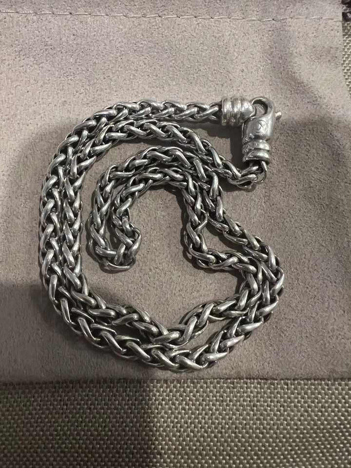 Collar de cadena David Yurman de plata de ley tejido de trigo de 4 mm 16" Foto 4 de 4