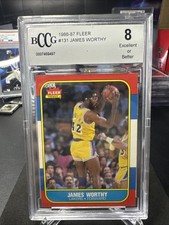 1986-87 Fleer #131 James Worthy Rookie Card BGS BCCG 8 Excellent+ (WC). rookie card picture