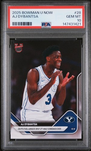 Graded 2025 Topps Bowman U Now AJ Dybantsa #28 Rookie RC Basketball Card PSA 10