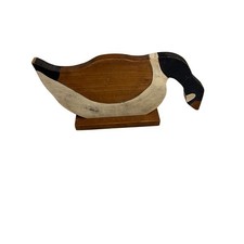 Vintage Wooden Goose Figure Hand Painted Country Farmhouse Decor Cottage