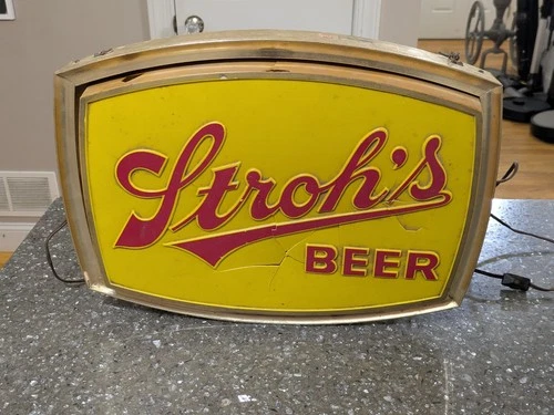 Vintage Stroh's Beer Double-Sided Lighted Sign 13x18