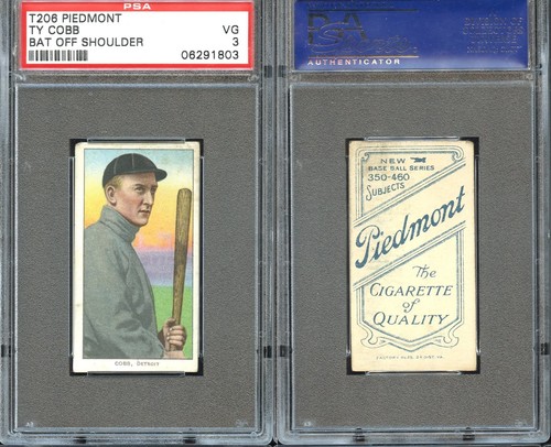 T206 Ty Cobb bat off shoulder Tigers HOF ~~ PSA 3 ~~ Piedmont 460 back SHARP