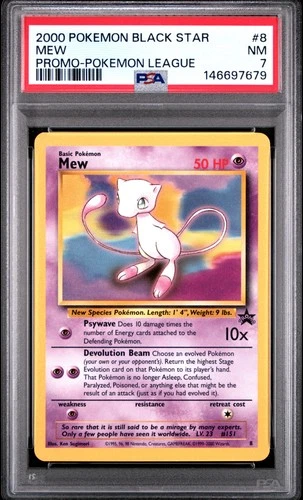 2000 POKEMON PROMO BLACK STAR POKEMON LEAGUE #8 MEW PSA 7