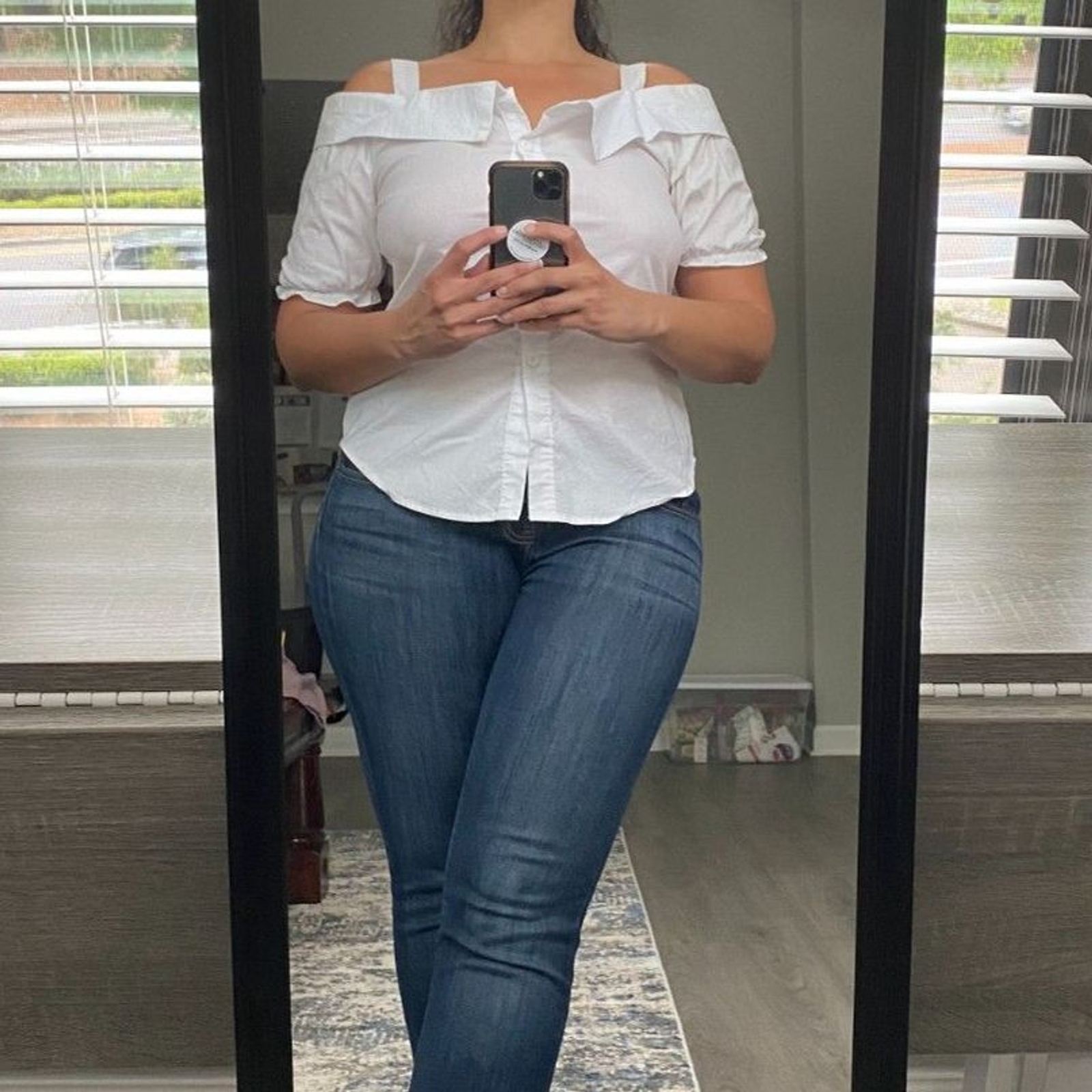 Mind Code white off-shoulder blouse, Size Medium - image 3