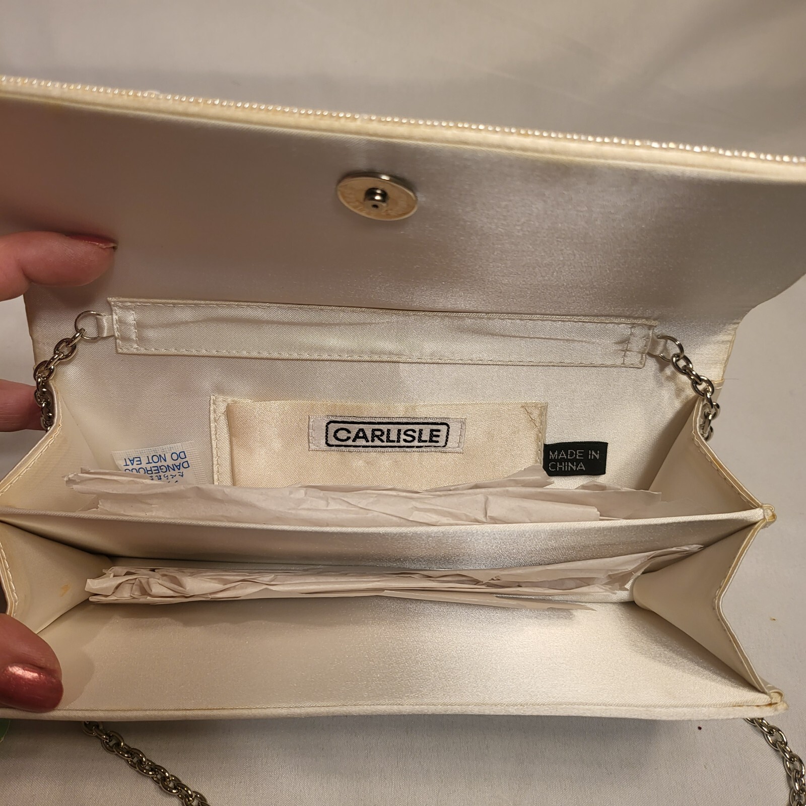 Carlisle Women's White Tan Sequins Evening purse Small bag Handbag