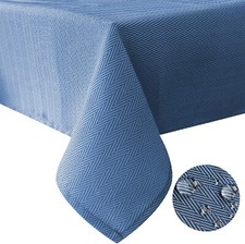 Tektrum 70"X70" Square Herringbone Textured Tablecloth - Waterproof Blue