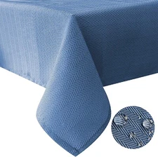 Tektrum 70"X70" Square Herringbone Textured Tablecloth - Waterproof (Blue)