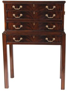 Silver Chest Dovetailed Drawers Dual Pulls Square Reeded Legs