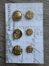 Nice Vintage Lot of 6 Mismatched Gold Anchor Buttons with Shanks
