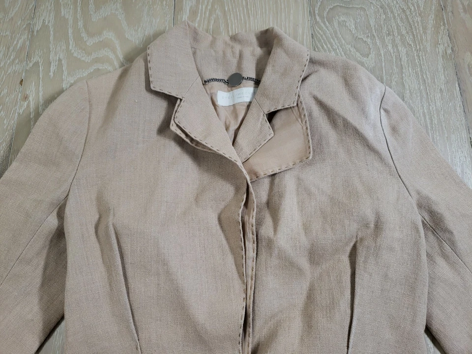 Chaqueta Blazer Stella McCartney Algodón Cáñamo Ajustado 42 Beige Taupe Diseño de 1 Botón Foto 3 de 4