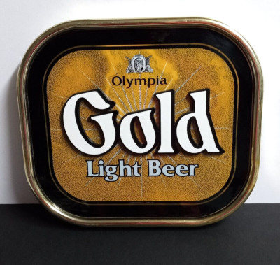 Olympia Brewing Co Gold Light Beer Plastic Advertising Vintage Sign