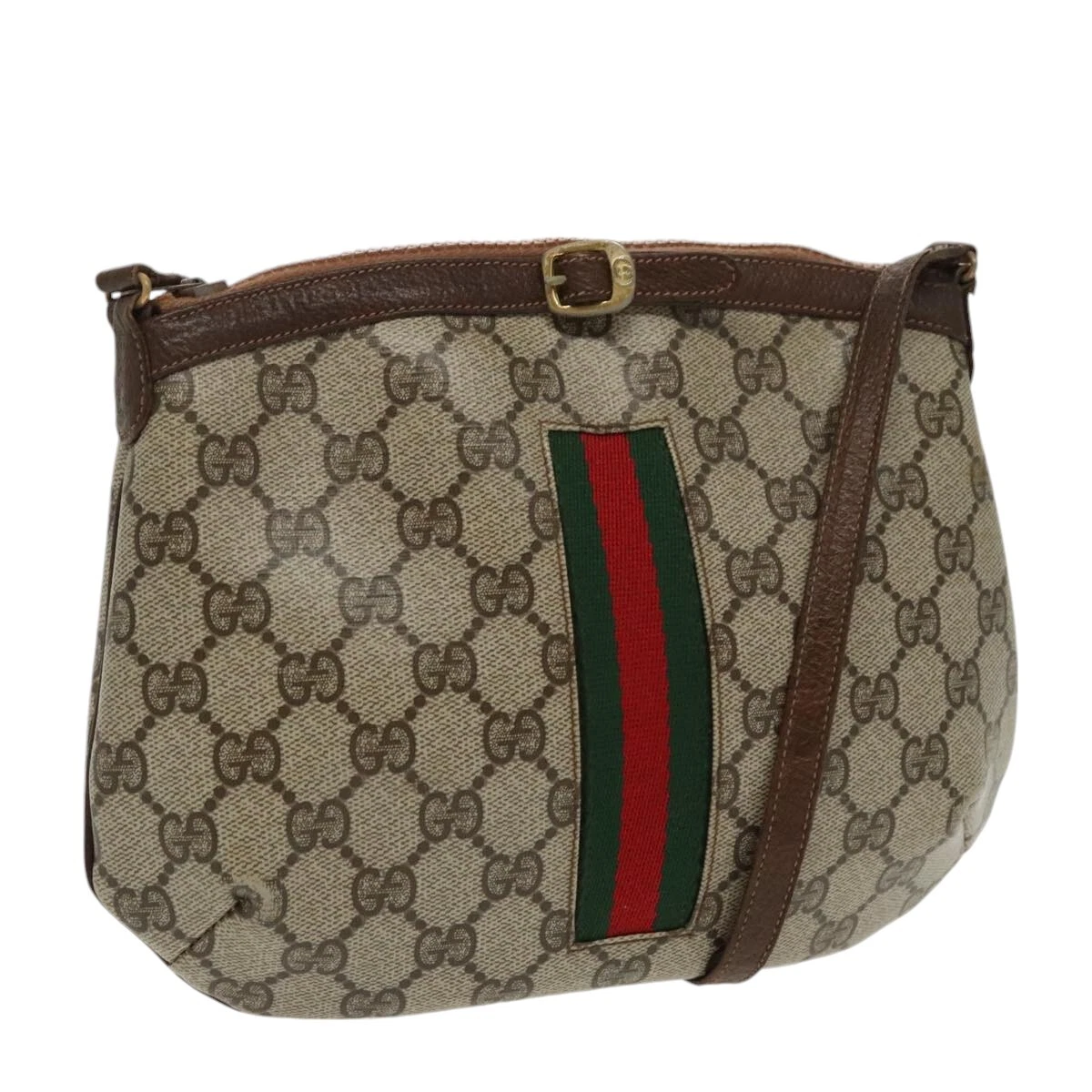 Sac à bandoulière GUCCI GG Supreme Web Sherry Line PVC beige rouge vert authentique 99352
