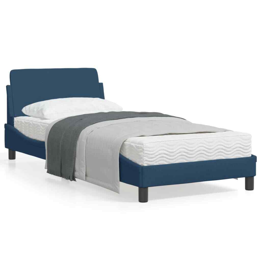Giroletto con Testiera senza Materasso Blu 90x200 cm Tessuto