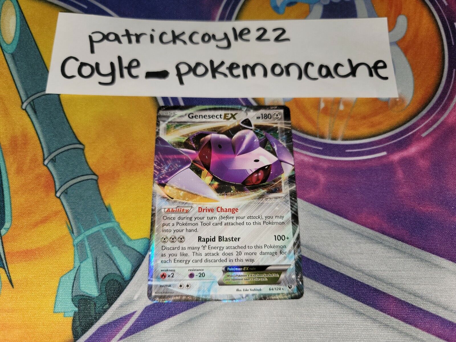 SHIPS SAME DAY Pokemon Card NM/M Genesect EX 64/124 Holo Full Art Metal Type