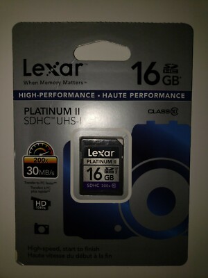 New Lexar 16 GB SD SDHC Hi-Speed Memory 