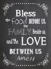 Bless The Food Before Us The Family Beside Us Love Between Us AMEN Black MAGNET