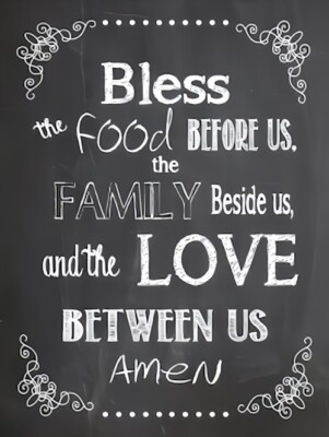 Bless The Food Before Us The Family Beside Us Love Between Us AMEN Black MAGNET