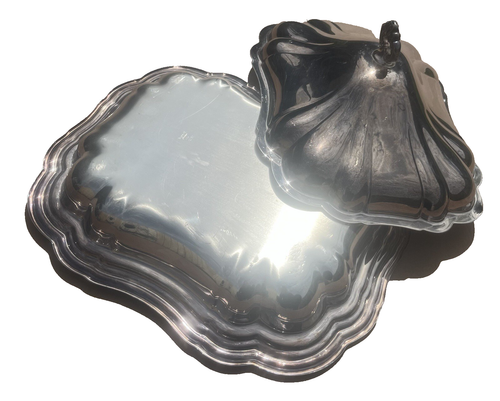 GORHAM HERITAGE SILVERPLATED CURVED EDGES SERVING DISH WITH LID - Picture 12 of 19