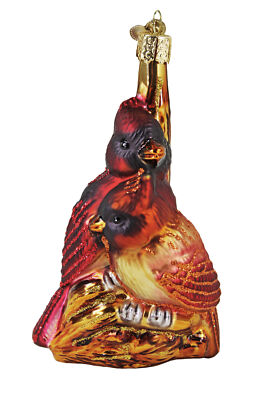 Old World Christmas Glass Blown Ornament, Pair of Cardinals (With OWC Gift Box)