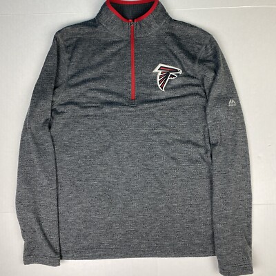 Atlanta Falcons Men Medium Polo Shirt Majestic ThermaBase NFL Gray Logo Waffle