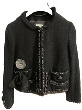 Moschino Vintage Trim Detailed Cropped Blazer Black (large)