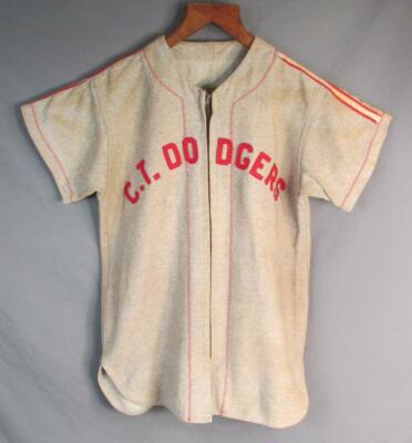 Vintage 1940s CT Dodgers Wool Flannel Baseball Uniform Zip-front 