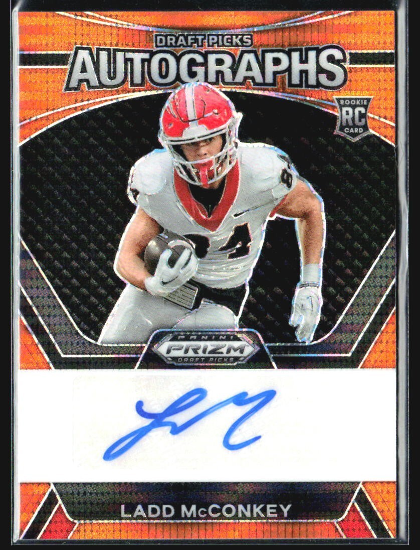 2024 Panini Prizm Draft Auto Ladd McConkey #DPA-LMY Orange Pulsar Prizm /49